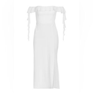 New with Tag Amanda Uprichard Copellia Silk-Trim Flutter Midi Dress